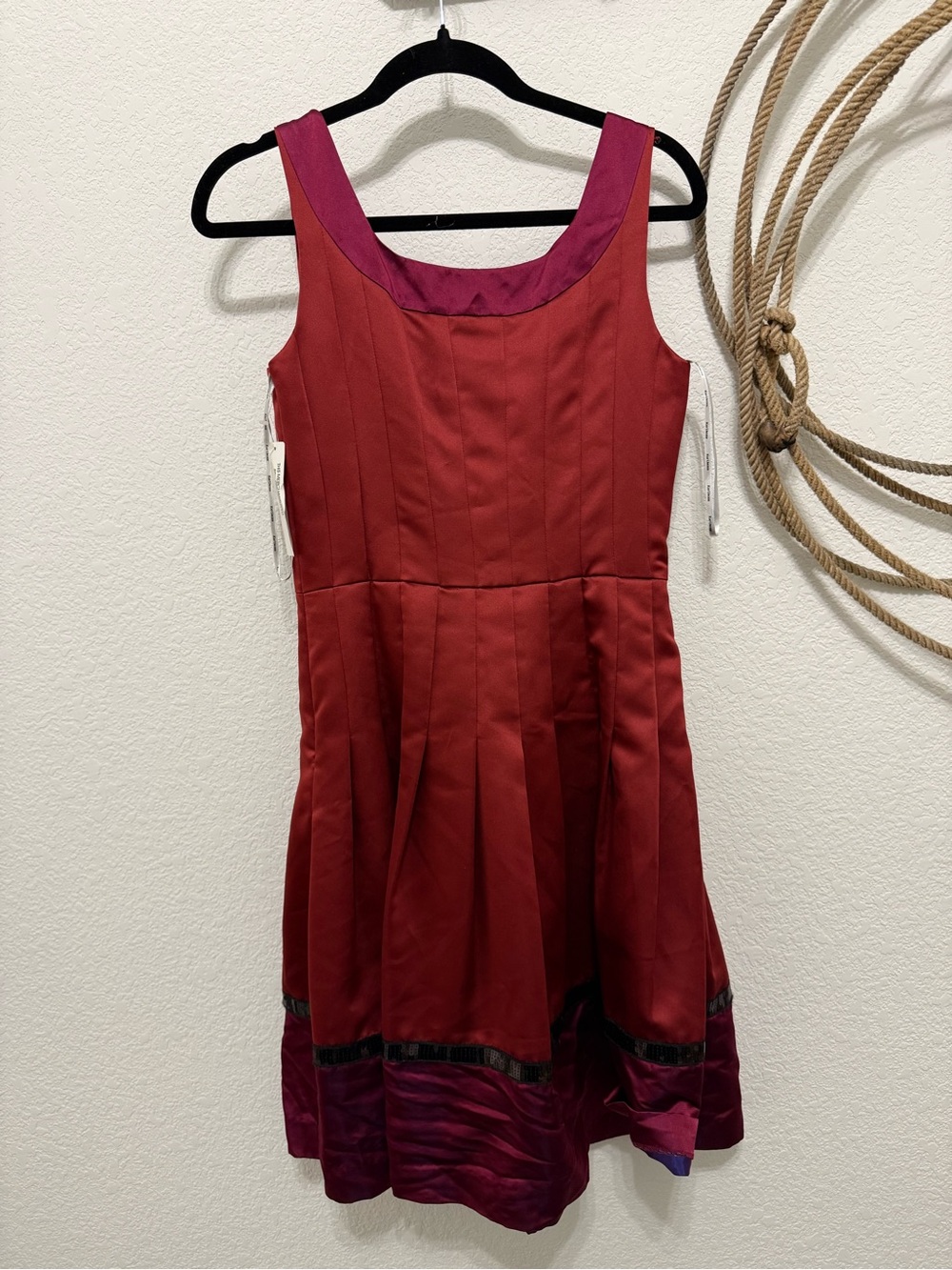 NWT Kay Unger Pleated Cocktail Dress w/ Silk Trim 🍷✨